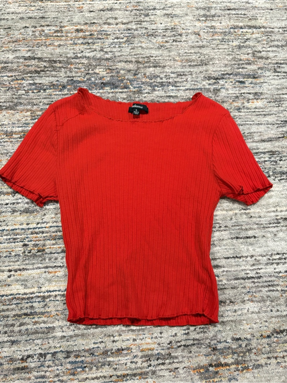 Ambiance Red Ribbed Short Sleeve Tee